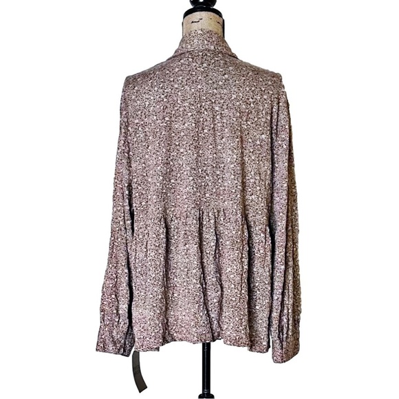 Frye and Co Monica Floral Print Button Front Peplum Top Size 1X NWT - Picture 3 of 7